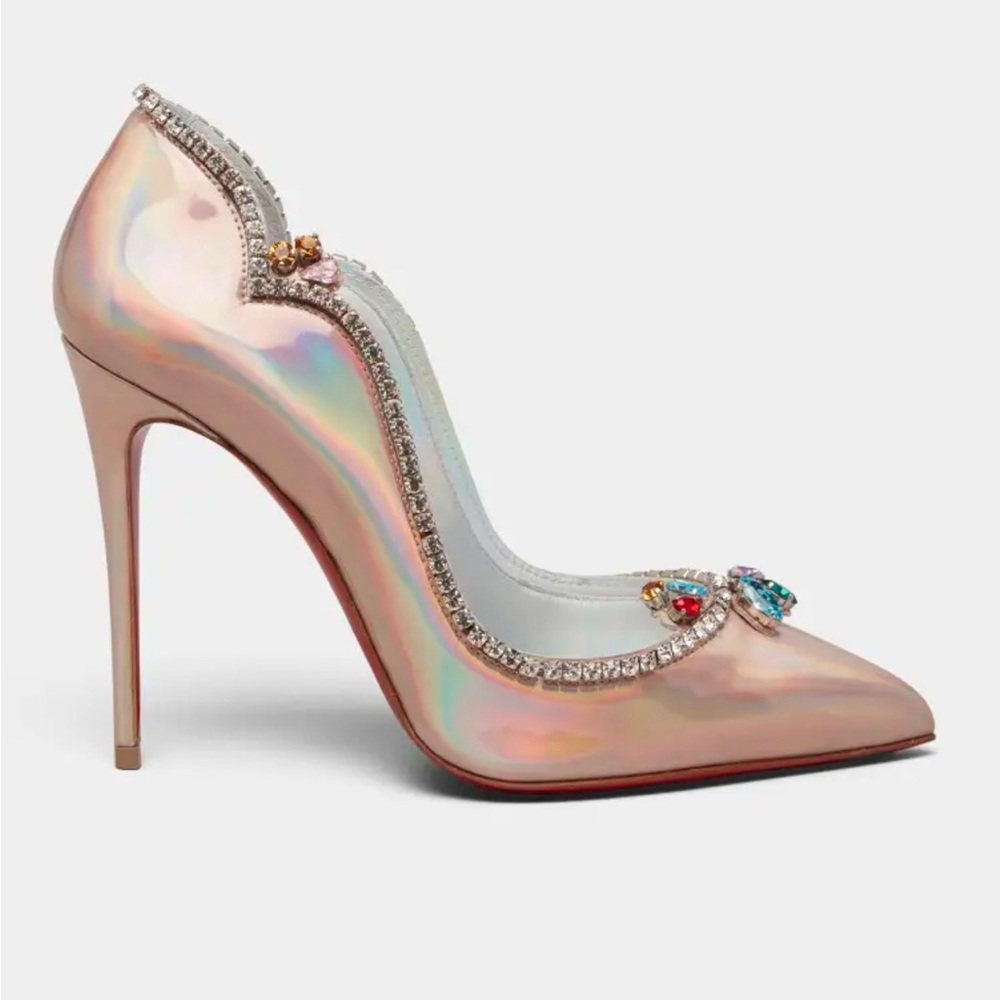 Chick Queen Iridescent Jewel Red Sole Pumps
37 NWB